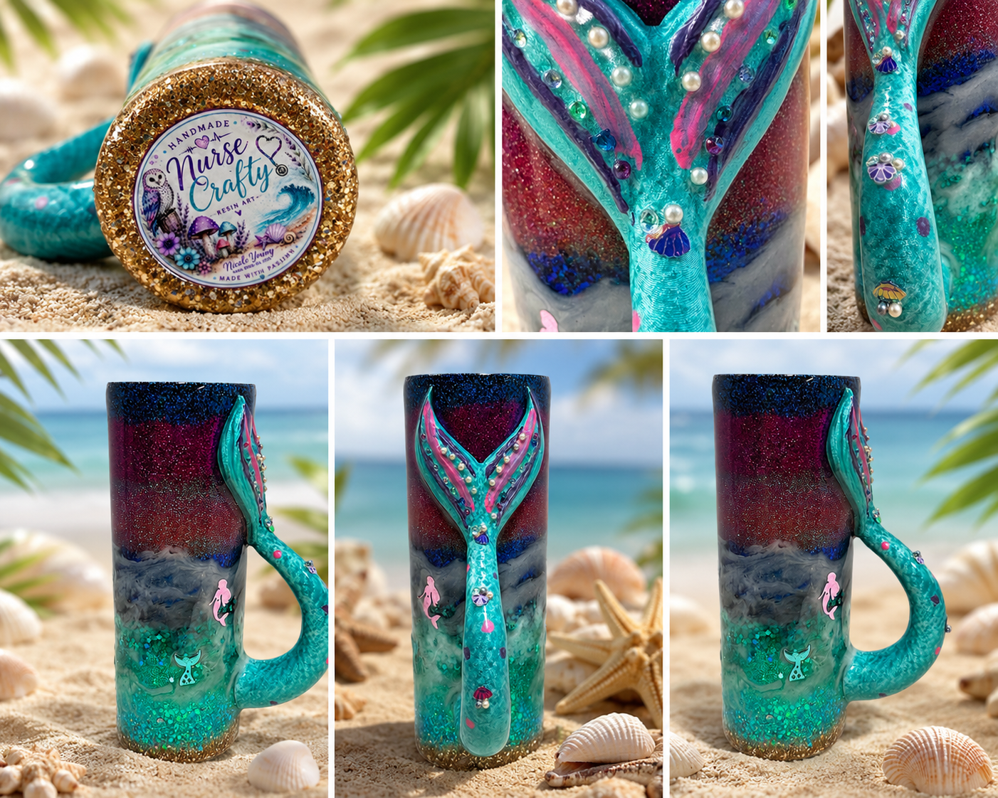 Beachy mermaid tumbler